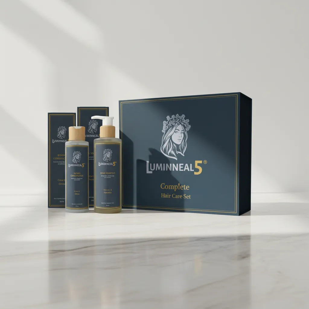 Luminneal5 hair shine hair care set with bottles and packaging on a white background Hair Shine Set Hair-Care vpwvuf-su.myshopify.com Hair Shine Set Hair-Care vpwvuf-su.myshopify.com