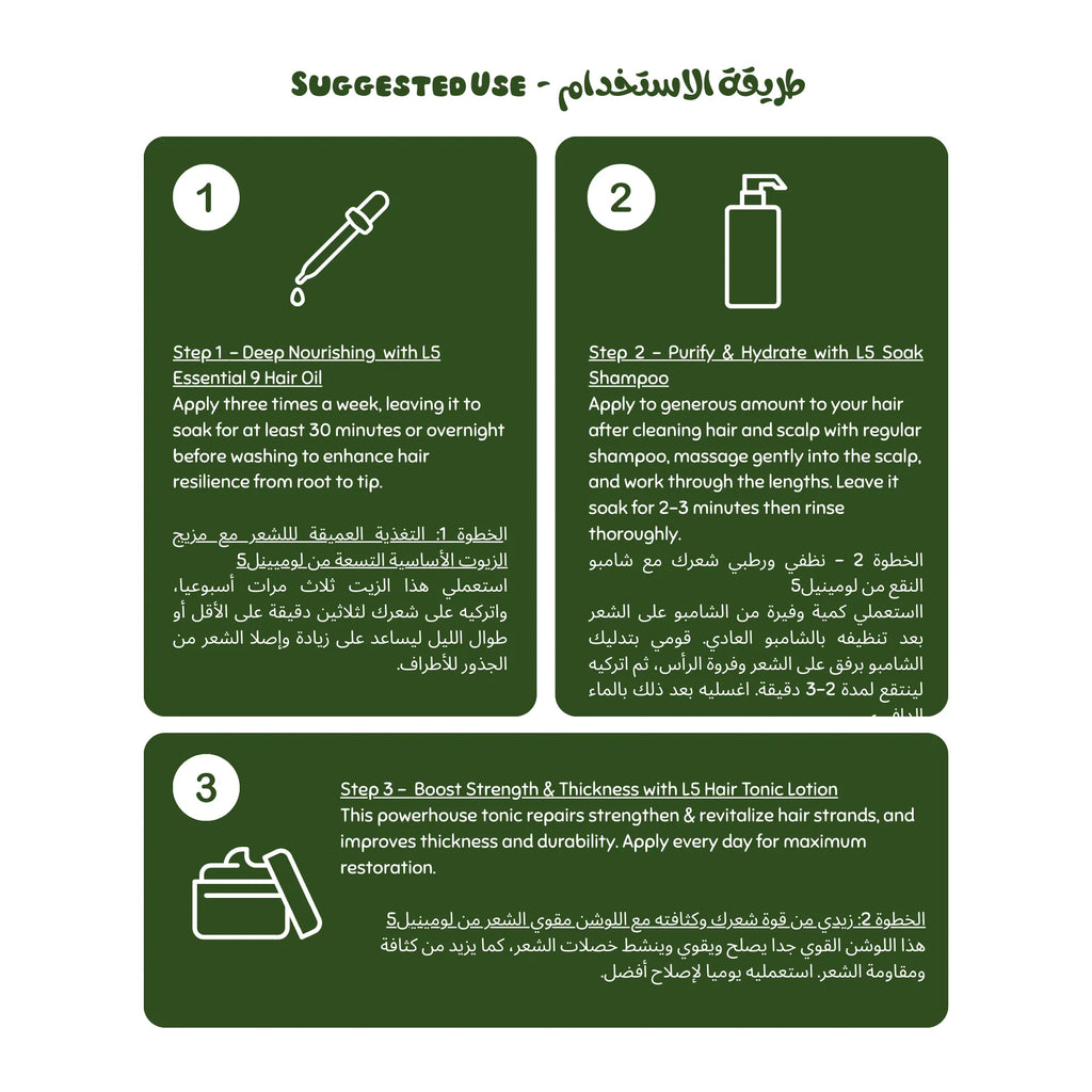 Instructions for hair care product use on a green background Hair Thickening & Revitalizing Set Hair-Tonic vpwvuf-su.myshopify.com Hair Thickening & Revitalizing Set Hair-Tonic vpwvuf-su.myshopify.com